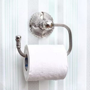 SHOBIXX-Porta rotolo carta igienica intagliato floreale in ottone / Un tocco regale al tuo bagno / Look elegante / Porta rotolo carta igienica in ottone