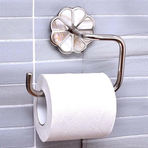 SHOBIXX-Porta carta igienica in madreperla in ottone / Un tocco regale al tuo bagno / Look elegante / Portarotolo in ottone