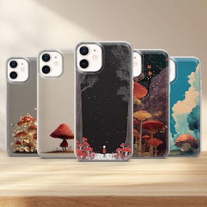 Red Mushroom Phone Case Cottagecore Cover for iPhone 16 Pro, 15, 14, 13, 12, Samsung S25, S24 FE, S23, S22, A56, A16, Google Pixel 9, 8, 7