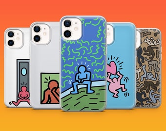 Keith Phone Case Haring Cover for iPhone 15, 14, 13, 12, 11, Samsung S24Ultra, S23FE, S22, A15, A54, A25, A14, Pixel 8A, 8Pro, 7A, 7Pro, 6A