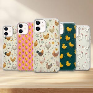 Cute Chicken Phone Case Farm Animal Cover for iPhone 16 Pro, 15, 14, 13, 12, Samsung S25, S24 FE, S23, S22, A56, A16, Google Pixel 9, 8, 7