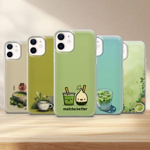 Aesthetic Matcha Handyhülle Green Tea Cover für iPhone 16 Pro, 15, 14, 13, 12, Samsung S25, S24 FE, S23, S22, A56, A16, Google Pixel 9, 8, 7