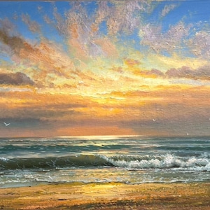 Seascape Oil Painting on Canvas: Realistic Stormy Sea, 40x60cm