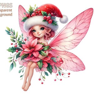 Pacchetto di clipart di fate natalizie carine, clipart fantasy, fate meravigliose, fate invernali carine, png natalizie, fata acquerello, uso commerciale