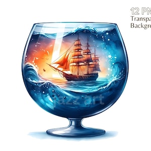 Pacchetto clipart cocktail nautici, clipart estivi, bevande png, cocktail acquerello, clipart alcolici, clipart tropicali, uso commerciale