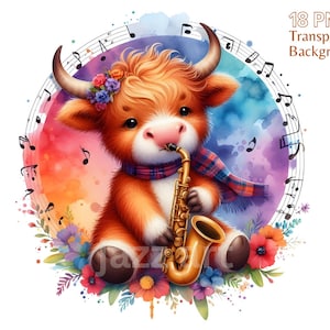 Set di clipart animali musicisti, clipart musicali, grafica png animali acquerello, musicista acquerello, clipart di musica floreale, uso commerciale