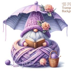 Lila gehäkelte Gnome Clipart Bündel, Aquarell Gnome png, Häkeln Clipart, stricken Gnom, Gnom, Gnom Grafik, kommerzielle Nutzung