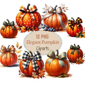 Elegant pumpkin Clipart Bundle, thanksgiving clipart, watercolor pumpkin png, halloween clipart png, pumpkin floral png, commercial use
