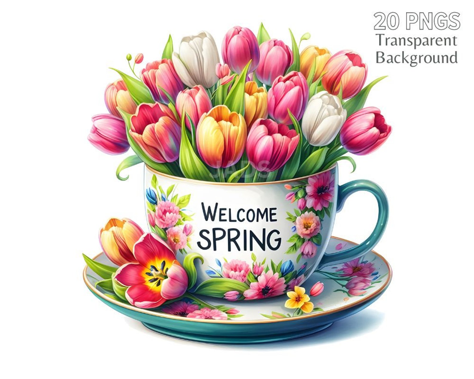 20 Spring Flowers and Mug Clipart Bundle, Spring Graphic, Botanical ...