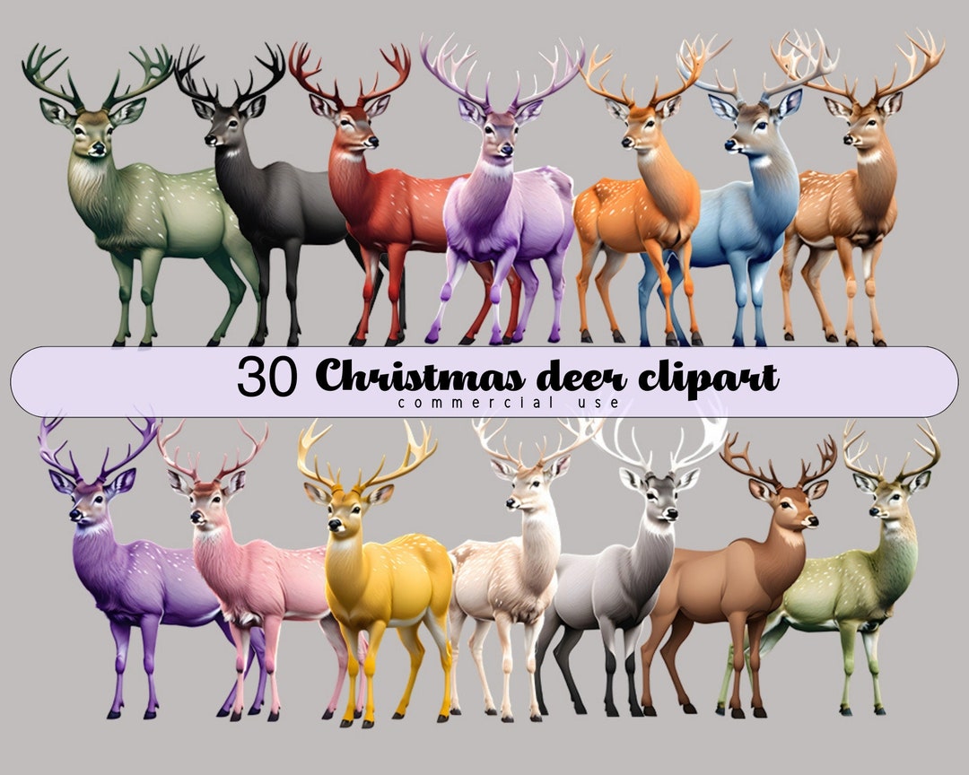 Christmas Deer Clipart Watercolor Reindeer Christmas Deer - Etsy