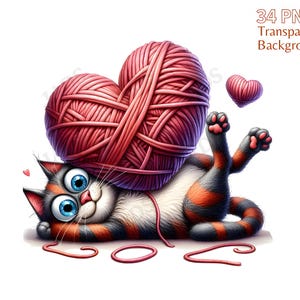 Schrulligen Valentinstag Tiere Clipart, lustige bunte Katzen Clipart, wunderliche Tiergrafiken, süße Tiere png wunderliche Sublimation, kommerzielle Nutzung