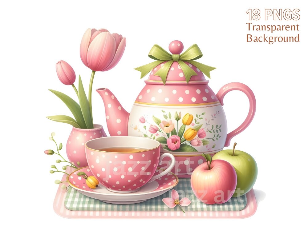 Tea Time Clipart Bundle, Watercolor Tea Party, Tea Illustration, Tea ...