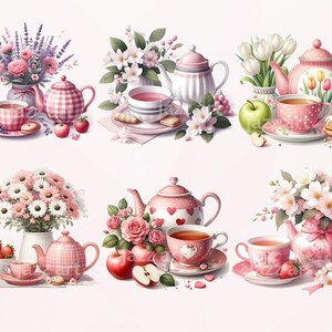 Tea Time Clipart Bundle, Watercolor Tea Party, Tea Illustration, Tea ...
