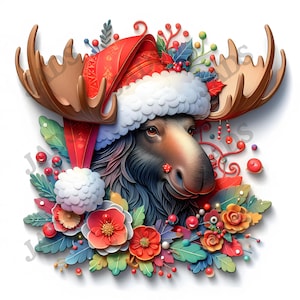 3D Christmas Moose Jpeg Clipart Bundle, eland clipart, meest geweldige tijd, eland sublimatie ontwerp, aquarel kerstmis, commercieel gebruik
