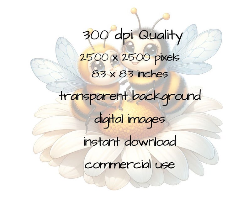 Cute bees and daisy clipart bundle, cute bee clipart, honeybee clipart, daisy flower png, bumble bee clipart, bee png, commercial download image 10