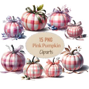 Pink Pumpkin Clipart Bundle, thanksgiving clipart, watercolor pumpkin png, halloween clipart png, halloween graphics, commercial use