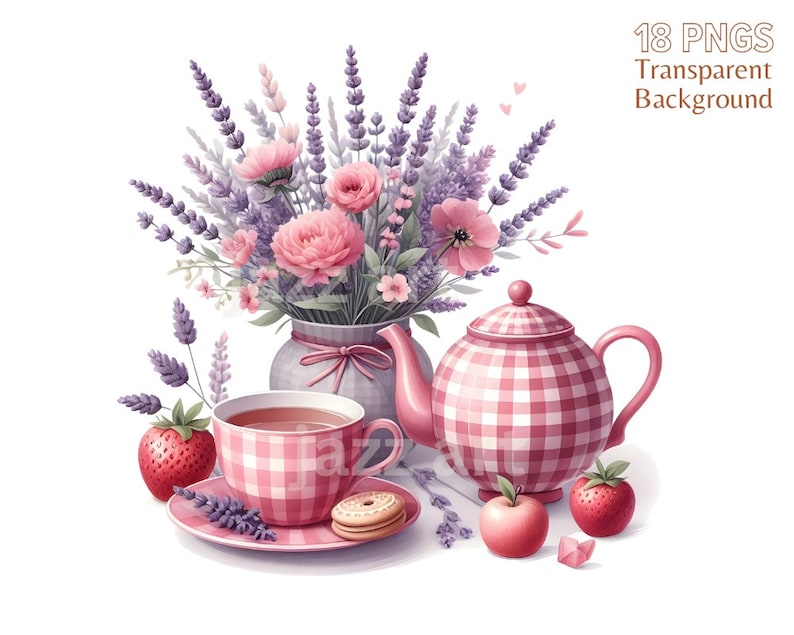 Tea Time Clipart Bundle, Watercolor Tea Party, Tea Illustration, Tea ...