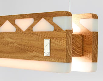 Lampadario lineare moderno in legno, lampada a sospensione a LED in resina, lampadario a sospensione minimalista, luce ambientale per isola cucina, arredamento sala da pranzo