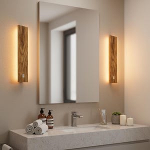 Lampada da parete a LED in rovere naturale, applique da parete moderna in legno, lampada da toeletta minimalista per il bagno, lampada da parete in legno rustico, illuminazione scandinava