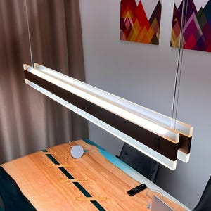 Epoxy Linear Pendant Light, Wooden Ceiling LED Light, Chandelier Lighting, Ceiling Light, Kitchen Island Pendant Lamp, Stylish Hanging Lamp