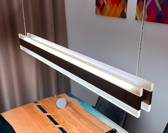 Epoxy Linear Pendant Light, Wooden Ceiling LED Light, Chandelier Lighting, Ceiling Light, Kitchen Island Pendant Lamp, Stylish Hanging Lamp