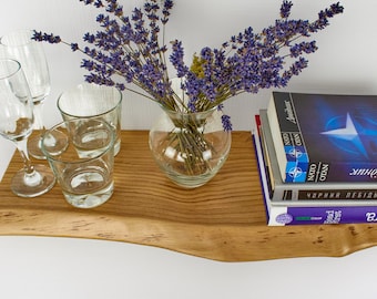 Estantes flotantes con borde natural, estantes de madera a medida, estantes estilo granja, estantes de baño con soporte, estantes largos para libros, estantes de cocina de roble