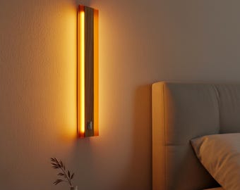 Cognac Oak and Epoxy Resin Wall Light, Handmade Wooden Sconce, Elegant Modern Lighting for Living Room, Minimalis Bedside Wall LED Sconce