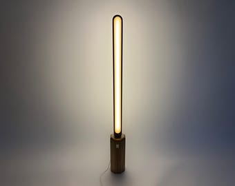 Custom Wood Floor Lamp with Epoxy Resin, Handmade Modern Standing Lamp, Minimalist Wooden Light, Ambient Resin Floor Lighting Decor