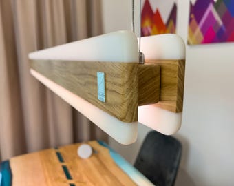 Wooden LED Pendant Lamp, Modern Lighting for Kitchen Island, Linear Suspension Chandelier, Linear Lighting, Hanging Chandelier for Gift