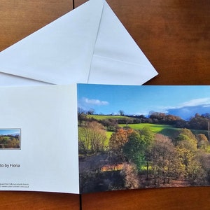 Biglietto d'auguri Autumn Hills con busta / Fotografia della campagna gallese / Biglietto ecologico 5x7 con busta