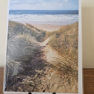 Tarjeta de felicitación en blanco con vista al mar - Tarjeta de fotografía de naturaleza con paseo oceánico para cualquier ocasión con sobre