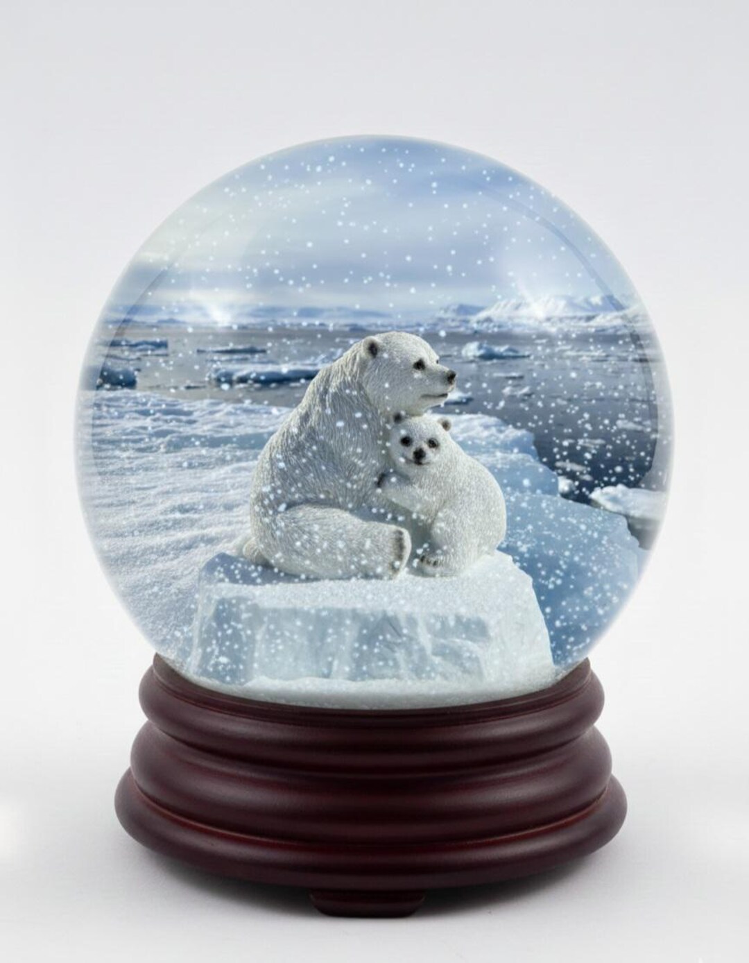 Polar Bear With Cub Snow Globe Plain Greetings Card With Envelope Fully ...