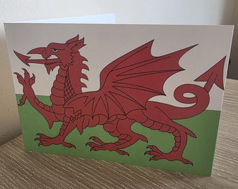 Welsh flag plain Greetings Card: Cymru Heritage, Blank Inside