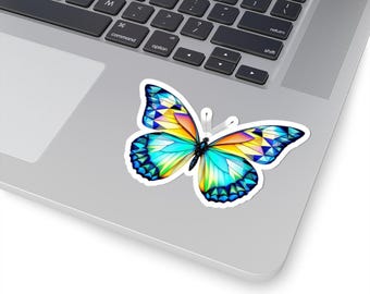 Vibrant Butterfly Kiss-Cut Sticker, Colorful Decor, Laptop Stickers, Gift for Nature Lovers, Journal Decor, Eco-Friendly