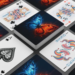 Spielkarten, Feuer und Eis Schmetterling Design, Card Deck, Poker Game Night Geschenk, Magic Themed Deck, Einzigartige Spielkarten, Custom Poker Set,