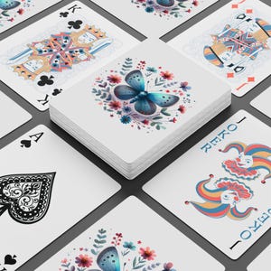 Speelkaarten met bloemenvlinder - uniek kaartspel, game-avond essentieel, pokercadeau, kaarten voor verzamelaars, leuk huisdecor