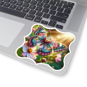 Colorful Butterfly Kiss-Cut Sticker | Vibrant Nature Art, Floral Decor, Planner Stickers, Laptop Sticker, Gift for Nature Lovers