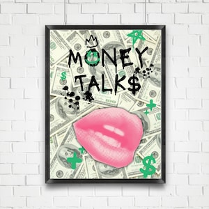 Impressão de arte Money Talks | Arte de parede de grafite elegante | Decoração de parede urbana moderna para impressão | Pôster moderno