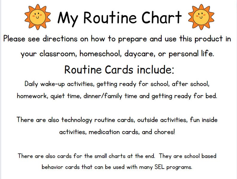 Easy Routine Chart for Children, Routine Charts for Classroom ...