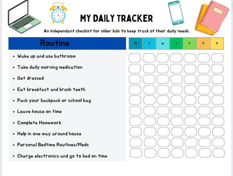 Teen Routine Tracker, Digital Teen Tracker, ADHD Teen Tracker ...