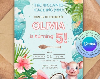 Editable Moana Birthday Party Invitation (Digital Download)