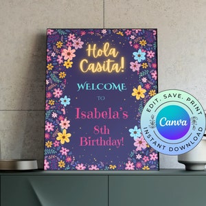 Bewerkbaar Encanto-welkomstbord, afdrukbaar Encanto-feestbord, afdrukbaar meisje verjaardag welkomstbord, digitale DOWNLOAD