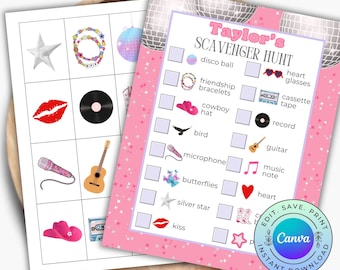 Pop Singer Scavenger Hunt, Personalizable Superstar Party Activity, DIGITAL DOWNLOAD