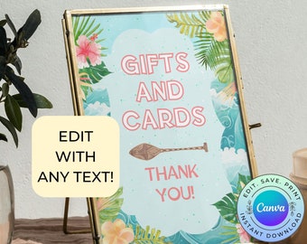 Letreros editables para fiesta de Moana, letrero imprimible de cumpleaños de Moana, letreros para fiesta tropical, descarga digital