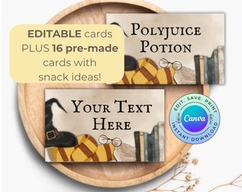 Editable Wizard Food Cards, Printable Wizard School Food Labels, Magical Party Food Tents, DIGITAL DOWNLOAD