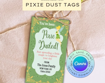 Etiquetas editables de Pixie Dust, etiqueta imprimible de Pixie Dust para cruceros, te han cubierto de Pixie Dust, descarga digital