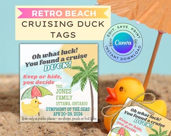 Étiquettes modifiables de canard de croisière, cartes imprimables de canard de croisière des Caraïbes (téléchargement numérique)