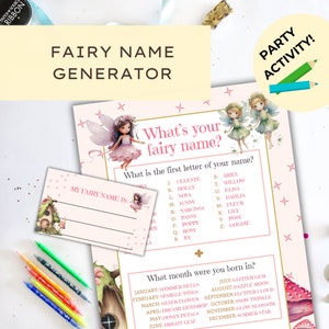 Fairy Name Generator, Printable Fairy Party Activity, DIGITAL DOWNLOAD
