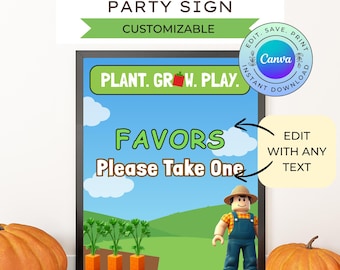 Bewerkbare Grow A Garden-feestborden, afdrukbaar Grow A Garden-verjaardagsbord, tuinfeestdecoraties, DIGITALE DOWNLOAD