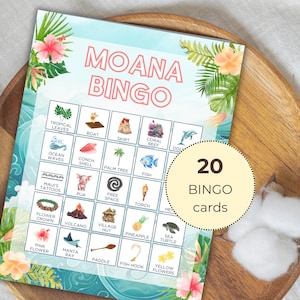 Moana-bingo, afdrukbaar Moana-verjaardagsspel, Moana-feestactiviteit, DIGITALE DOWNLOAD